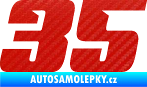 Samolepka Startovní číslo 35 typ 6 3D karbon červený