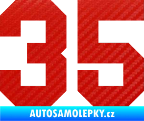 Samolepka Startovní číslo 35 3D karbon červený