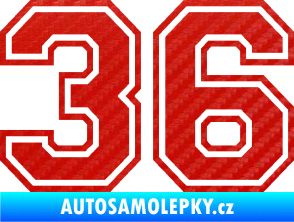 Samolepka Startovní číslo 36 typ 4 3D karbon červený