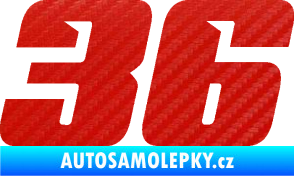 Samolepka Startovní číslo 36 typ 6 3D karbon červený