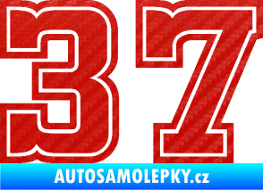 Samolepka Startovní číslo 37 typ 5 3D karbon červený