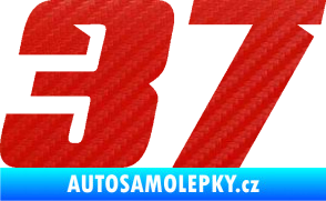 Samolepka Startovní číslo 37 typ 6 3D karbon červený