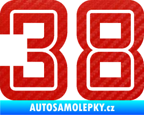 Samolepka Startovní číslo 38 typ 7 3D karbon červený