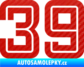Samolepka Startovní číslo 39 typ 7 3D karbon červený