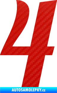 Samolepka Startovní číslo 4 typ 3 3D karbon červený