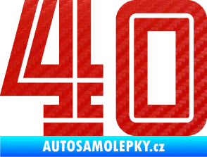 Samolepka Startovní číslo 40 typ 7 3D karbon červený