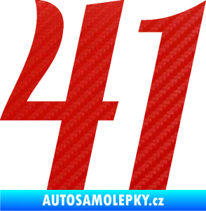 Samolepka Startovní číslo 41 typ 3 3D karbon červený