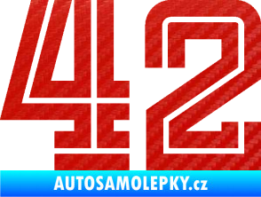 Samolepka Startovní číslo 42 typ 7 3D karbon červený