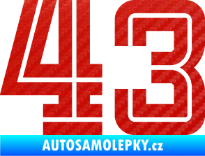 Samolepka Startovní číslo 43 typ 7 3D karbon červený