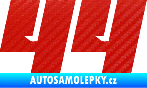 Samolepka Startovní číslo 44 typ 6 3D karbon červený