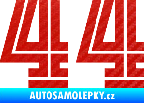 Samolepka Startovní číslo 44 typ 7 3D karbon červený