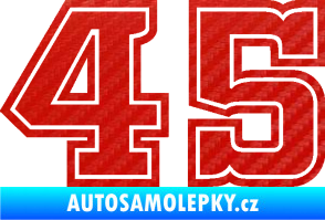 Samolepka Startovní číslo 45 typ 5 3D karbon červený