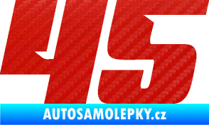 Samolepka Startovní číslo 45 typ 6 3D karbon červený