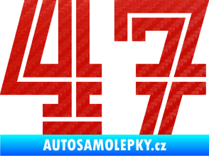 Samolepka Startovní číslo 47 typ 7 3D karbon červený