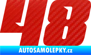 Samolepka Startovní číslo 48 typ 6 3D karbon červený