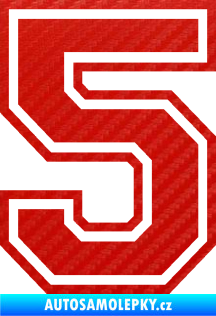 Samolepka Startovní číslo 5 typ 4 3D karbon červený