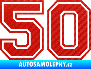 Samolepka Startovní číslo 50 typ 4 3D karbon červený