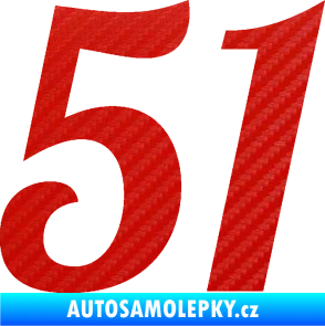 Samolepka Startovní číslo 51 typ 3 3D karbon červený