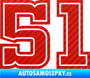 Samolepka Startovní číslo 51 typ 5 3D karbon červený