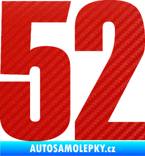 Samolepka Startovní číslo 52 typ 2  3D karbon červený