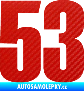 Samolepka Startovní číslo 53 typ 2  3D karbon červený