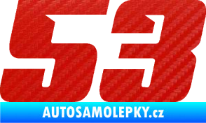 Samolepka Startovní číslo 53 typ 6 3D karbon červený