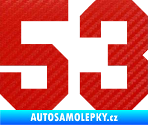 Samolepka Startovní číslo 53 3D karbon červený