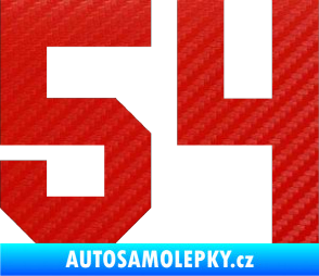 Samolepka Startovní číslo 54 3D karbon červený