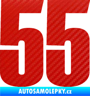 Samolepka Startovní číslo 55 typ 2   3D karbon červený