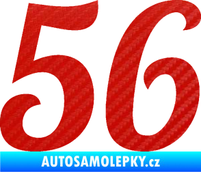 Samolepka Startovní číslo 56 typ 3 3D karbon červený