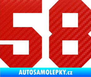 Samolepka Startovní číslo 58 3D karbon červený