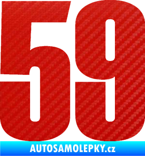 Samolepka Startovní číslo 59 typ 2    3D karbon červený