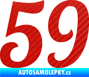 Samolepka Startovní číslo 59 typ 3 3D karbon červený