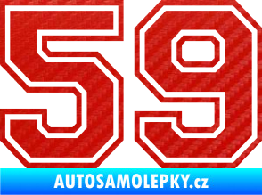 Samolepka Startovní číslo 59 typ 4 3D karbon červený