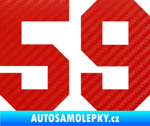 Samolepka Startovní číslo 59 3D karbon červený