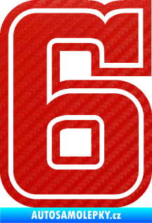 Samolepka Startovní číslo 6 typ 5 3D karbon červený