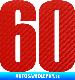 Samolepka Startovní číslo 60 typ 2     3D karbon červený