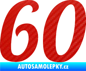 Samolepka Startovní číslo 60 typ 3 3D karbon červený