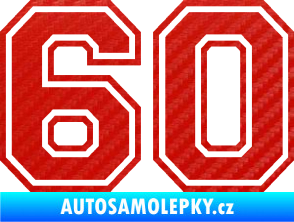 Samolepka Startovní číslo 60 typ 4 3D karbon červený