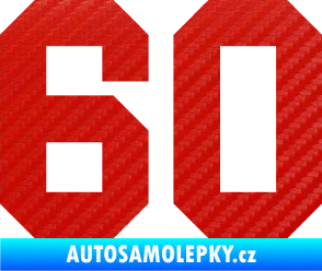 Samolepka Startovní číslo 60 3D karbon červený