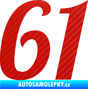 Samolepka Startovní číslo 61 typ 3 3D karbon červený