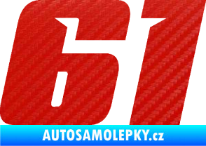 Samolepka Startovní číslo 61 typ 6 3D karbon červený