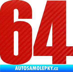 Samolepka Startovní číslo 64 typ 2    3D karbon červený