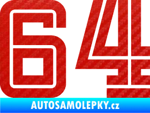 Samolepka Startovní číslo 64 typ 7 3D karbon červený
