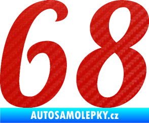 Samolepka Startovní číslo 68 typ 3 3D karbon červený