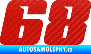 Samolepka Startovní číslo 68 typ 6 3D karbon červený