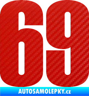 Samolepka Startovní číslo 69 typ 2        3D karbon červený