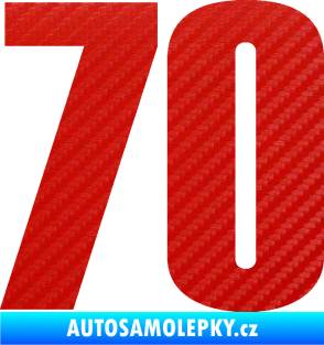 Samolepka Startovní číslo 70 typ 2         3D karbon červený