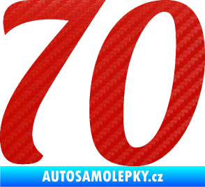 Samolepka Startovní číslo 70 typ 3  3D karbon červený