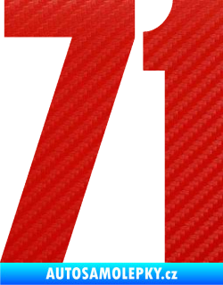 Samolepka Startovní číslo 71 typ 2  3D karbon červený